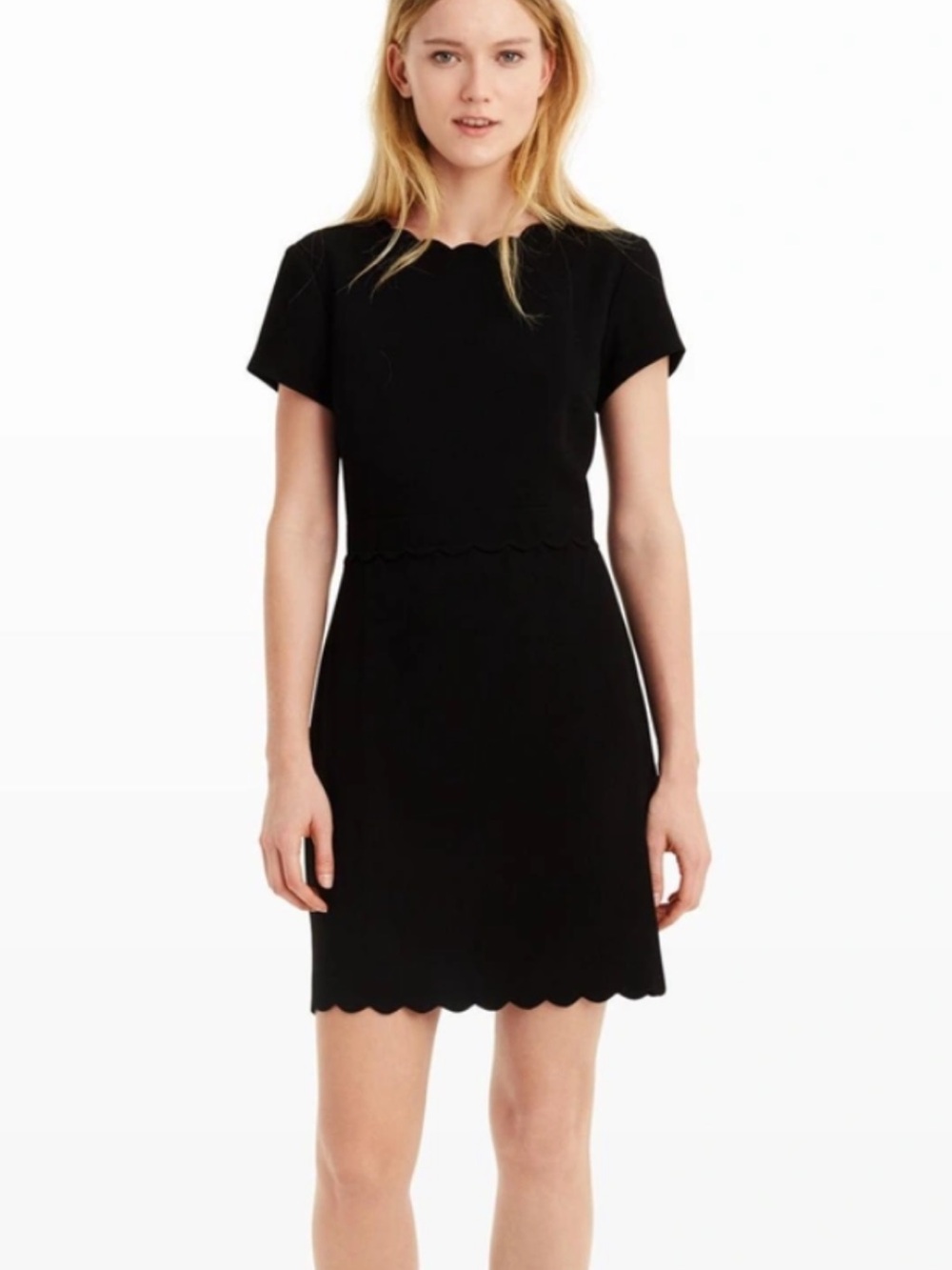 Club Monaco Scallop Trim Short Sleeve Dress